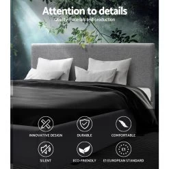 Artiss King Size Gas Lift Bed Frame Base With Storage Mattress Grey Fabric NINO -Best Bedding Store BFRAME E NINO K GY AB 02