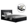 Artiss NINO King Single Size Gas Lift Bed Frame Base With Storage Mattress Black Leather -Best Bedding Store BFRAME E NINO KS BK ABC 00