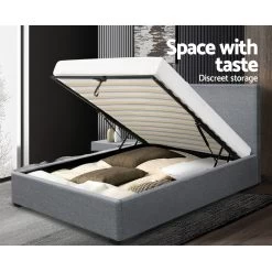 Artiss King Single Size Gas Lift Bed Frame Base With Storage Mattress Grey Fabric NINO -Best Bedding Store BFRAME E NINO KS GY AB 06
