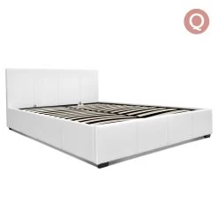 Artiss Queen Size PU Leather And Wood Bed Frame Headboard -White