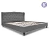 Artiss King Size Wooden Upholstered Bed Frame Headboard - Grey