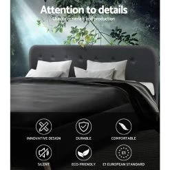 Artiss King Size Bed Frame Base Mattress Fabric Wooden Charcoal POLA -Best Bedding Store BFRAME E POLA K CHAR AB 03