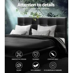 Artiss Double Full Size Bed Frame Base Mattress Platform Black Leather Wooden SOHO -Best Bedding Store BFRAME E SOHO D BK AB 02