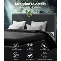 Bed Frame Double Size Base Mattress Platform Fabric Wooden Charcoal SOHO -Best Bedding Store BFRAME E SOHO D CHAR AB 03