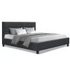 Bed Frame Queen Size Base Mattress Platform Fabric Wooden Charcoal SOHO -Best Bedding Store BFRAME E SOHO Q CHAR AB 00