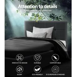 Bed Frame Single Size Base Mattress Platform Fabric Wooden Charcoal SOHO -Best Bedding Store BFRAME E SOHO S CHAR AB 03