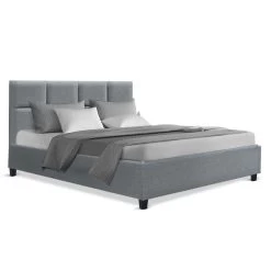 Artiss Double Full Size Bed Frame Base Mattress Fabric Wooden Grey TINO