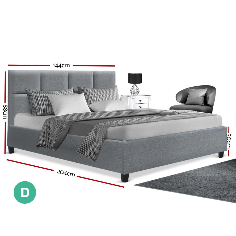 Artiss Double Full Size Bed Frame Base Mattress Fabric Wooden Grey TINO 4 Artiss Double Full Size Bed Frame Base Mattress Fabric Wooden Grey TINO - Image 2