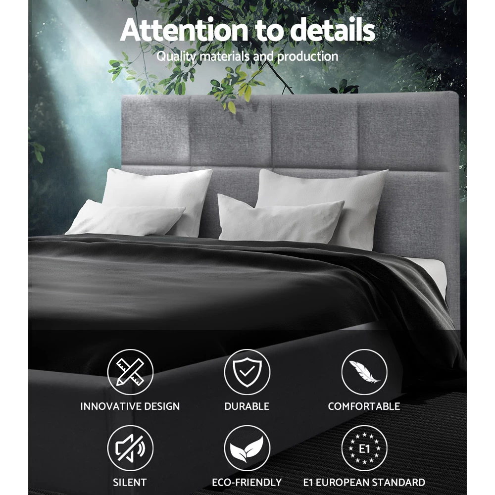 Artiss Double Full Size Bed Frame Base Mattress Fabric Wooden Grey TINO 5 Artiss Double Full Size Bed Frame Base Mattress Fabric Wooden Grey TINO - Image 3