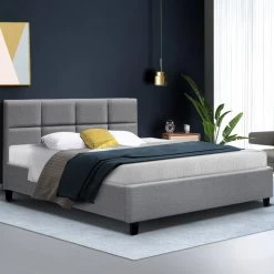 Artiss Double Full Size Bed Frame Base Mattress Fabric Wooden Grey TINO 15 Artiss Double Full Size Bed Frame Base Mattress Fabric Wooden Grey TINO -Best Bedding Store BFRAME E TINO D GY AB 06