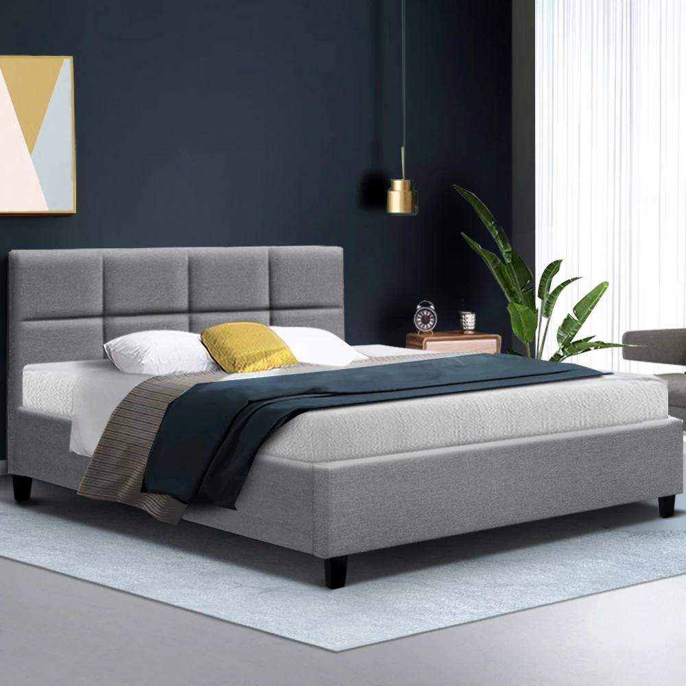 Artiss Double Full Size Bed Frame Base Mattress Fabric Wooden Grey TINO 9 Artiss Double Full Size Bed Frame Base Mattress Fabric Wooden Grey TINO - Image 7