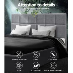 Artiss King Size Bed Frame Base Mattress Fabric Wooden Grey TINO -Best Bedding Store BFRAME E TINO K GY ABC 02