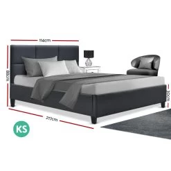 Artiss TINO King Single Size Bed Frame Base Fabric Headboard Wooden Mattress -Best Bedding Store BFRAME E TINO KS CHAR AB 01