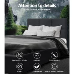 Artiss TINO King Single Size Bed Frame Base Fabric Headboard Wooden Mattress -Best Bedding Store BFRAME E TINO KS CHAR AB 03