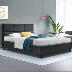 Artiss TINO King Single Size Bed Frame Base Fabric Headboard Wooden Mattress -Best Bedding Store BFRAME E TINO KS CHAR AB 06