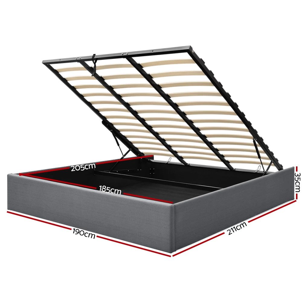Artiss King Size Gas Lift Bed Frame Base With Storage Platform Fabric 4 Artiss King Size Gas Lift Bed Frame Base With Storage Platform Fabric - Image 2