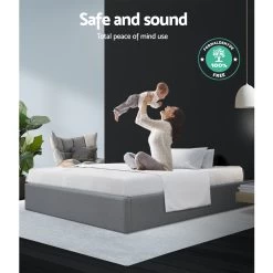 Artiss King Single Size Gas Lift Bed Frame Base With Storage Platform Fabric -Best Bedding Store BFRAME E TOKI KS GY AB 06