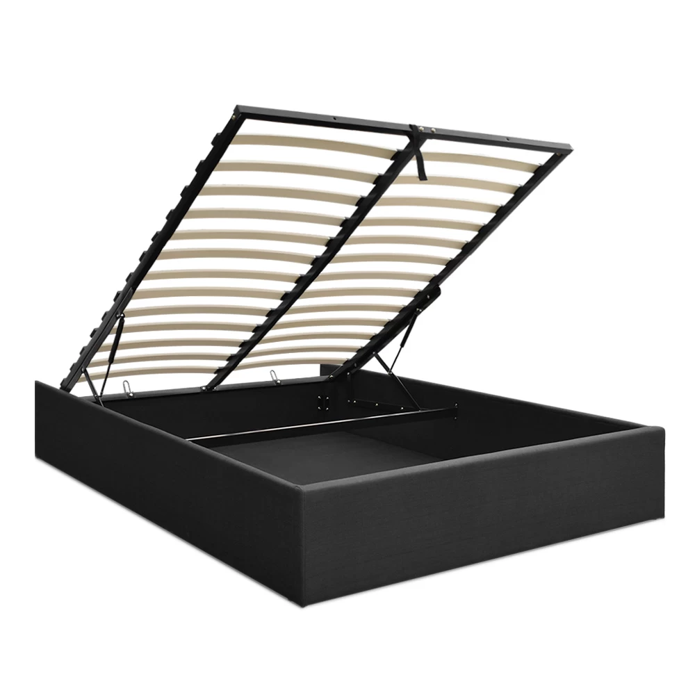 Artiss TOKI Queen Size Storage Gas Lift Bed Frame Without Headboard Fabric Charcoal 3 Artiss TOKI Queen Size Storage Gas Lift Bed Frame Without Headboard Fabric Charcoal