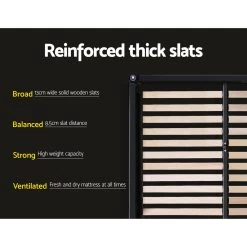 Artiss Queen Size Bed Base Frame Mattress Platform Fabric Wooden Beige TOMI -Best Bedding Store BFRAME E TOMI Q BEIGE AB 04