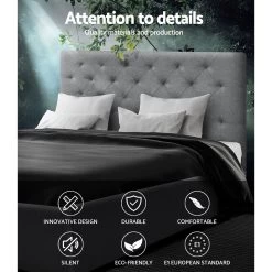 Artiss Double Size Fabric Bed Frame Headboard - Grey -Best Bedding Store BFRAME E VAN D GY AB 02