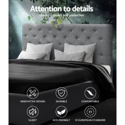 Artiss Queen Size Fabric Bed Frame Headboard - Grey -Best Bedding Store BFRAME E VAN Q GY AB 02