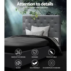 Artiss VILA King Single Size Gas Lift Bed Frame Base With Storage Mattress Grey Fabric -Best Bedding Store BFRAME E VILA KS GY ABC 03