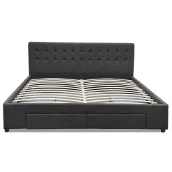 Artiss King Size Fabric Bed Frame Headboard With Drawers - Charcoal -Best Bedding Store BFRAME F AVIO K CHA ABC 03