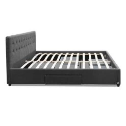 Artiss King Size Fabric Bed Frame Headboard With Drawers - Charcoal -Best Bedding Store BFRAME F AVIO K CHA ABC 04
