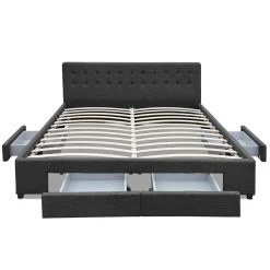 Artiss King Size Fabric Bed Frame Headboard With Drawers - Charcoal -Best Bedding Store BFRAME F AVIO K CHA ABC 06
