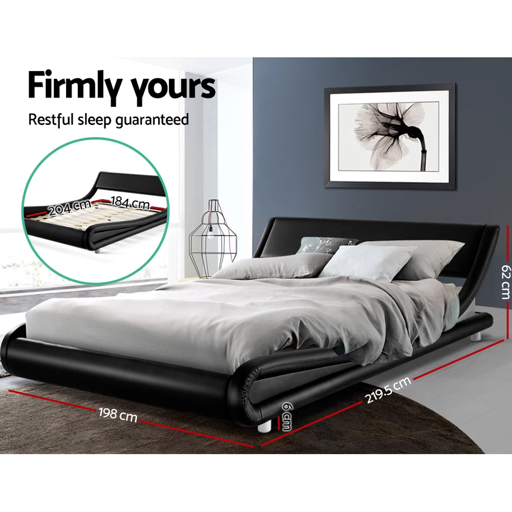 Artiss King Size PU Leather Bed Frame - Black 4 Artiss King Size PU Leather Bed Frame - Black - Image 2