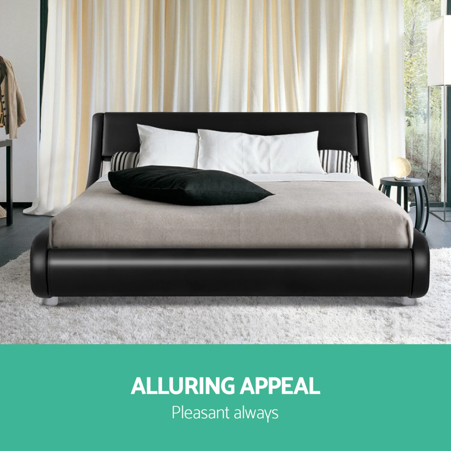 Artiss King Size PU Leather Bed Frame - Black 5 Artiss King Size PU Leather Bed Frame - Black - Image 3