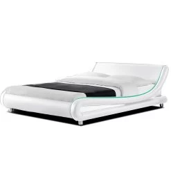 Artiss King Size PU Leather Bed Frame - White