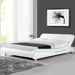 Artiss King Size PU Leather Bed Frame - White -Best Bedding Store BFRAME F FLIO K WH AB 06