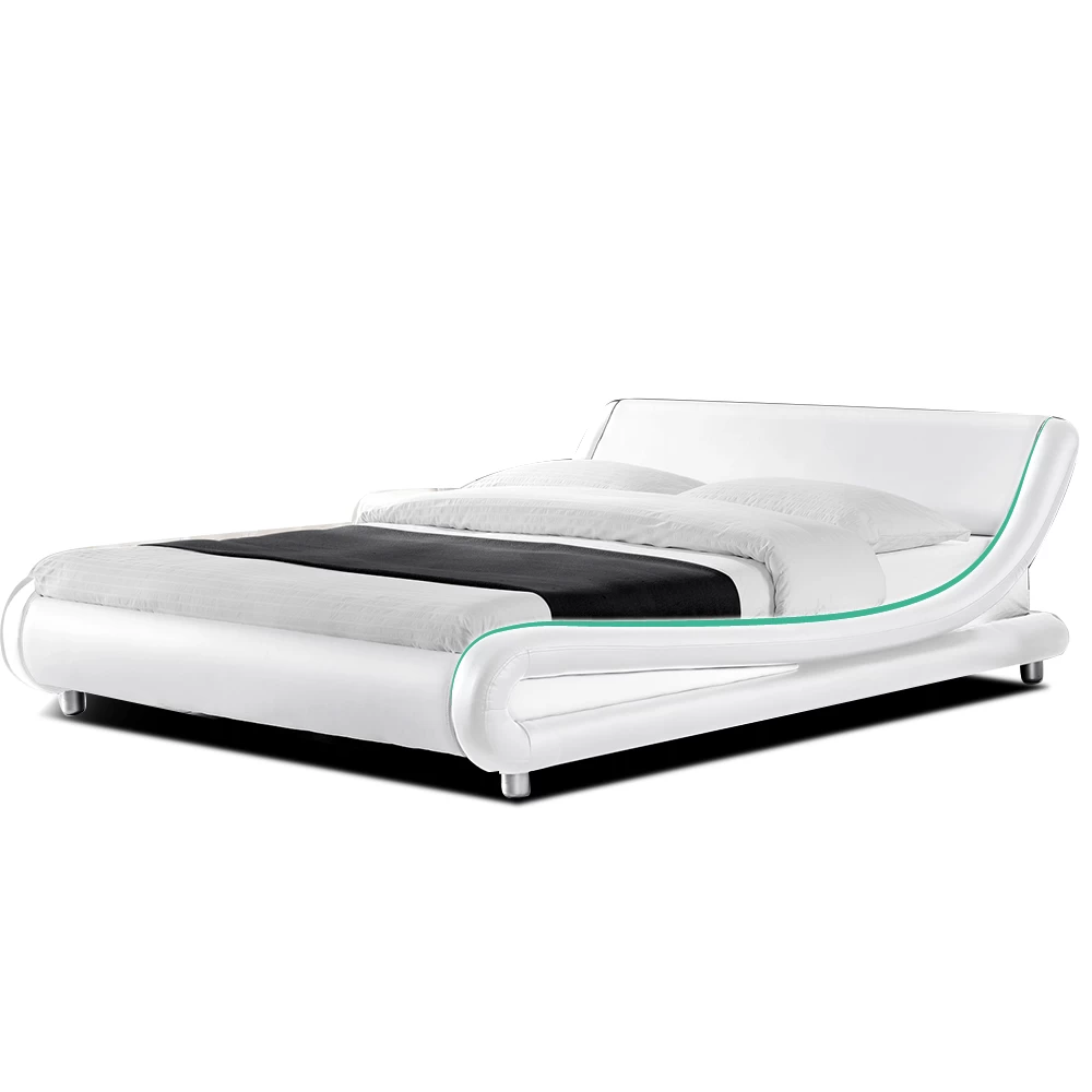 Artiss Queen Size PU Leather Bed Frame - White 3 Artiss Queen Size PU Leather Bed Frame - White