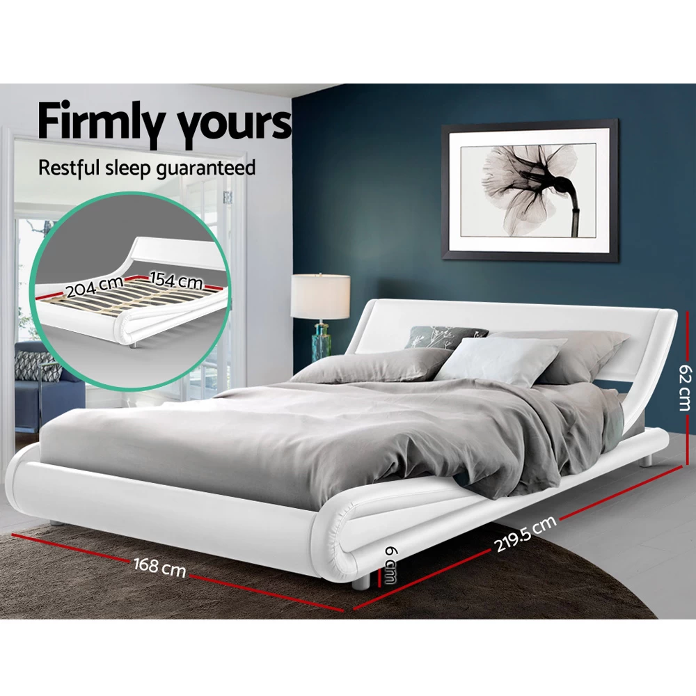 Artiss Queen Size PU Leather Bed Frame - White 4 Artiss Queen Size PU Leather Bed Frame - White - Image 2