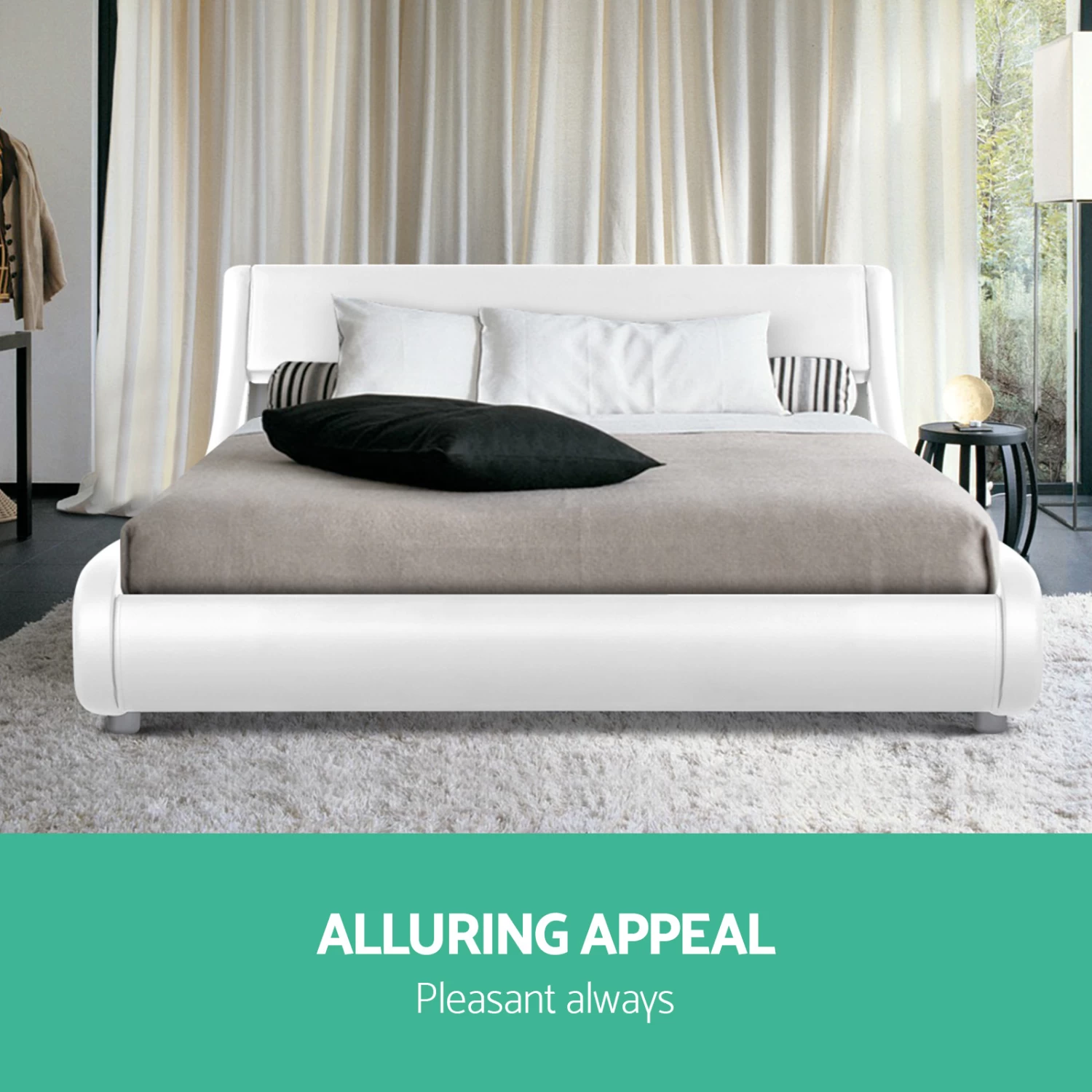 Artiss Queen Size PU Leather Bed Frame - White 5 Artiss Queen Size PU Leather Bed Frame - White - Image 3