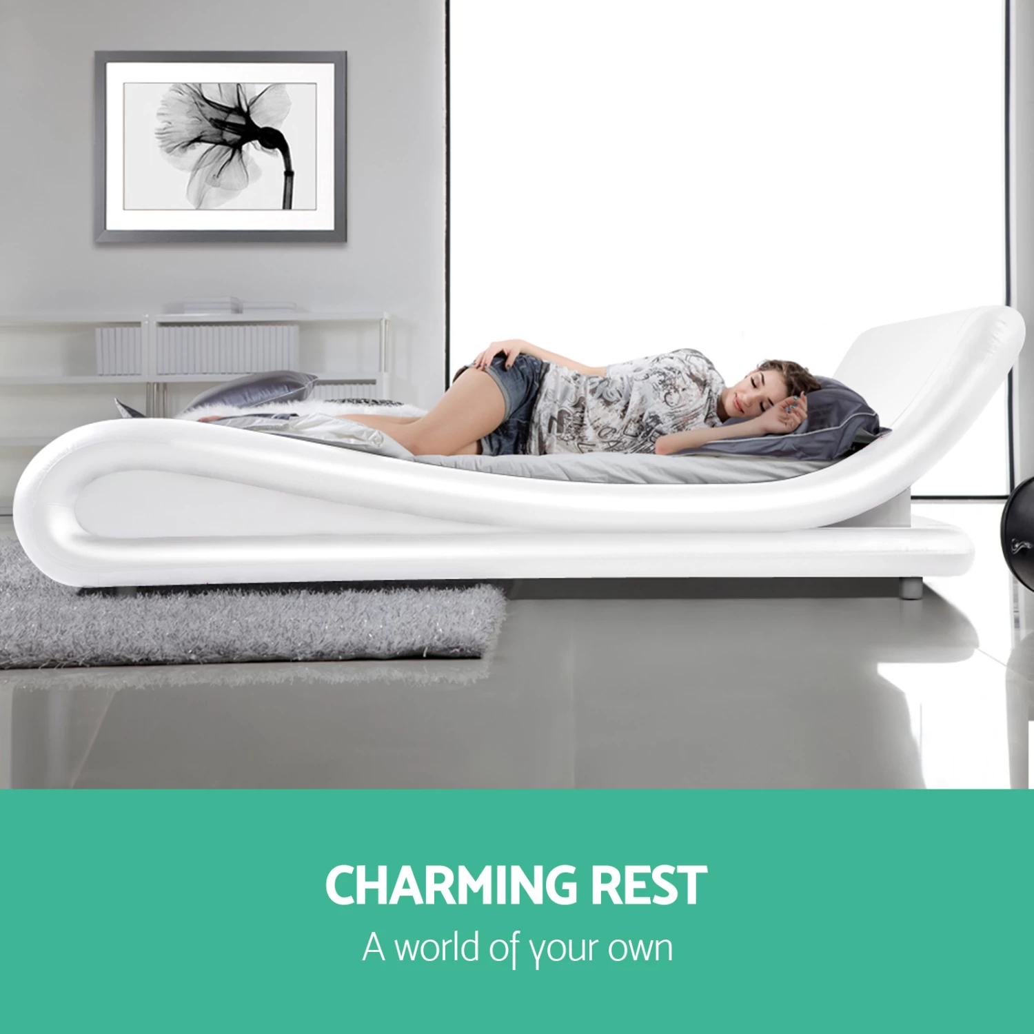 Artiss Queen Size PU Leather Bed Frame - White 6 Artiss Queen Size PU Leather Bed Frame - White - Image 4