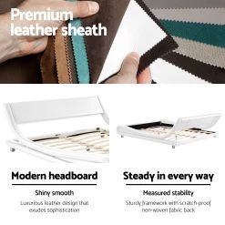 Artiss Queen Size PU Leather Bed Frame - White 13 Artiss Queen Size PU Leather Bed Frame - White -Best Bedding Store BFRAME F FLIO Q WH AB 04
