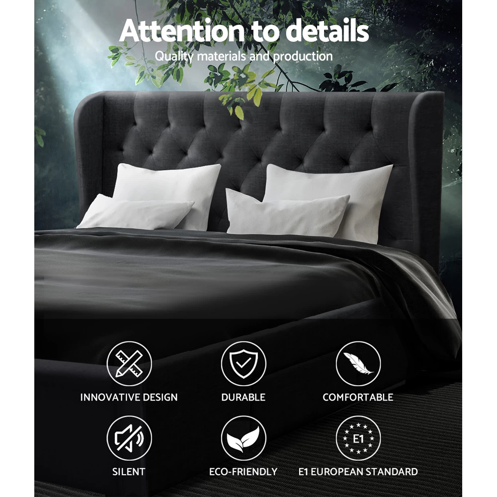 Artiss Queen Size Bed Frame Base Mattress With Storage Drawer Charcoal Fabric MILA 6 Artiss Queen Size Bed Frame Base Mattress With Storage Drawer Charcoal Fabric MILA - Image 4