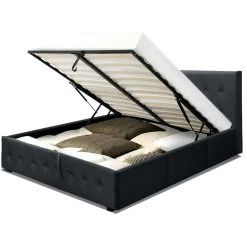 Artiss Gas Lift Double Bed Frame - Charcoal -Best Bedding Store BFRAME F ROCA GAS D CHAR ABC 02