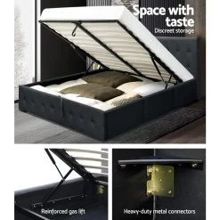 Artiss Gas Lift Double Bed Frame - Charcoal -Best Bedding Store BFRAME F ROCA GAS D CHAR ABC 04