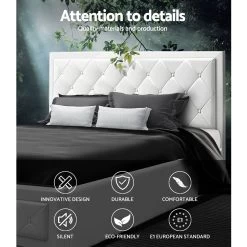 Artiss TIYO Double Full Size Gas Lift Bed Frame Base With Storage Mattress White Leather -Best Bedding Store BFRAME F TIYO D WH ABC 02