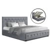 Artiss TIYO King Size Gas Lift Bed Frame Base With Storage Mattress Grey Fabric -Best Bedding Store BFRAME F TIYO K GY ABC 00