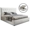 Artiss TIYO King Size Gas Lift Bed Frame Base With Storage Mattress White Leather -Best Bedding Store BFRAME F TIYO K WH ABC 00