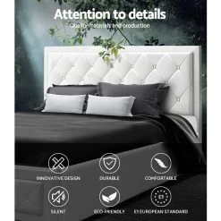 Artiss TIYO Queen Size Gas Lift Bed Frame Base With Storage Mattress White Leather -Best Bedding Store BFRAME F TIYO Q WH ABC 02