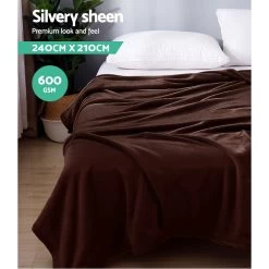 Giselle Bedding Faux Mink Blanket Winter Quilt Duvet Fleece Throw Rug Brown King -Best Bedding Store BLANKET FM K BW 04