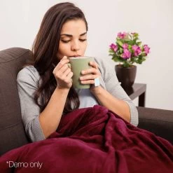 Giselle Bedding Electric Throw Blanket - Burgundy -Best Bedding Store EB THROW RUG BGD 08