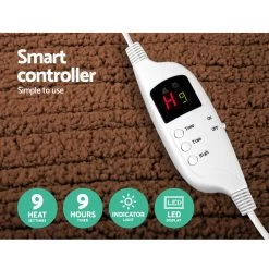 Giselle Bedding Electric Heated Throw Rug Washable Fleece Snuggle Blanket Brown -Best Bedding Store EB THROW RUG CF LATTE 04