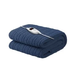 Giselle Bedding Electric Heated Throw Rug Washable Fleece Snuggle Blanket Midenight Blue