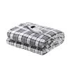 Giselle Bedding Electric Throw Rug Flannel Snuggle Blanket Washable Heated Grey And White Checkered
